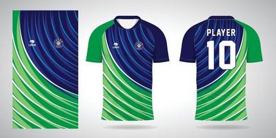 modelo de design esportivo de camisa de futebol verde azul vetor