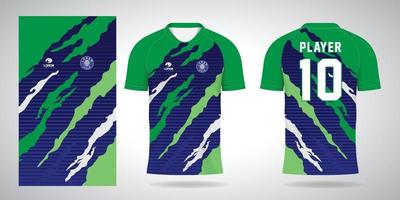 modelo de design esportivo de camisa de futebol verde azul vetor