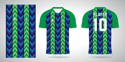 modelo de design esportivo de camisa de futebol verde azul vetor