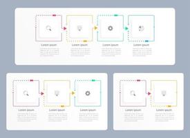 conjunto de modelo de design de gráfico infográfico de plano crescente. infográfico editável com ícones. gráficos instrucionais com opções, sequência de passos. apresentação de dados visuais vetor