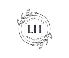 lh letras iniciais modelo de logotipos de monograma de casamento, modelos minimalistas e florais modernos desenhados à mão para cartões de convite, salve a data, identidade elegante. vetor