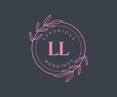 ll letras iniciais modelo de logotipos de monograma de casamento, modelos modernos minimalistas e florais desenhados à mão para cartões de convite, salve a data, identidade elegante. vetor