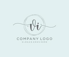 logo feminino inicial vi. utilizável para logotipos de natureza, salão, spa, cosméticos e beleza. elemento de modelo de design de logotipo de vetor plana.