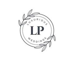 lp letras iniciais modelo de logotipos de monograma de casamento, modelos modernos minimalistas e florais desenhados à mão para cartões de convite, salve a data, identidade elegante. vetor