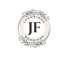 jf letras iniciais modelo de logotipos de monograma de casamento, modelos modernos minimalistas e florais desenhados à mão para cartões de convite, salve a data, identidade elegante. vetor