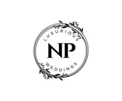 np letras iniciais modelo de logotipos de monograma de casamento, modelos modernos minimalistas e florais desenhados à mão para cartões de convite, salve a data, identidade elegante. vetor