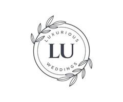 lu letras iniciais modelo de logotipos de monograma de casamento, modelos minimalistas e florais modernos desenhados à mão para cartões de convite, salve a data, identidade elegante. vetor