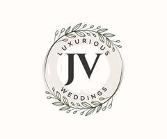 jv letras iniciais modelo de logotipos de monograma de casamento, modelos minimalistas e florais modernos desenhados à mão para cartões de convite, salve a data, identidade elegante. vetor