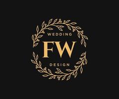 fw letras iniciais coleção de logotipos de monograma de casamento, modelos minimalistas e florais modernos desenhados à mão para cartões de convite, salve a data, identidade elegante para restaurante, boutique, café em vetor