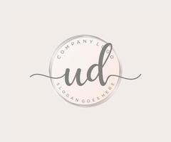 logotipo feminino inicial ud. utilizável para logotipos de natureza, salão, spa, cosméticos e beleza. elemento de modelo de design de logotipo de vetor plana.