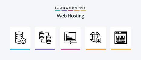 pacote de ícones da linha 5 de hospedagem na web, incluindo web. servidor. adicionar. monitor. armazenar. design de ícones criativos vetor