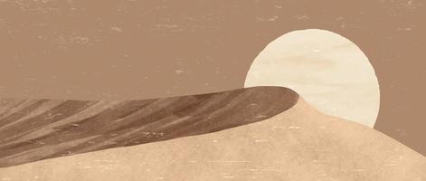 impressão de arte do deserto de montanha. paisagens de origens estéticas contemporâneas de montanhas abstratas. montanha, deserto, pôr do sol. ilustrações vetoriais vetor