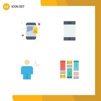 pacote de interface do usuário de 4 ícones planos básicos de elementos de design de vetores editáveis de avatar de dispositivo de lua móvel