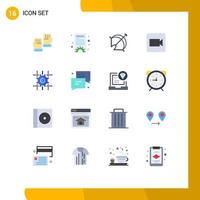 pacote de interface do usuário de 16 cores planas básicas de configuração de computação pacote editável de câmera de vídeo de seta de elementos de design de vetores criativos