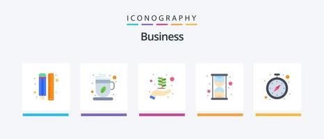 pacote de ícones de negócios plana 5 incluindo temporizador. relógio. xícara de café. ver. copo. design de ícones criativos vetor