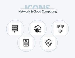 rede e linha de computação em nuvem ícone pack 5 design de ícone. roteador. dispositivo. servidor. tecnologia. Internet vetor