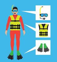 máscara de mergulho e ícone de snorkel vetor