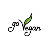 ilustração de letras de vetor verde de texto desenhado à mão vegan.