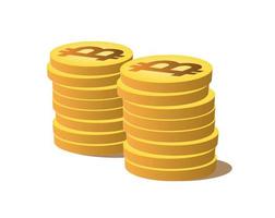 duas pilhas de moedas de ouro com símbolo de bitcoin vetor