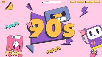 banner de design dos anos 90, pôster ou página de destino vetor