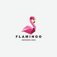 ícone de cor do logotipo de vetor de design de flamingo de origami