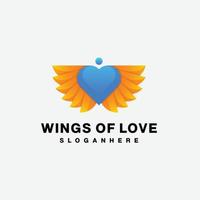 asas de ícone de ilustração de design de logotipo vetorial de amor