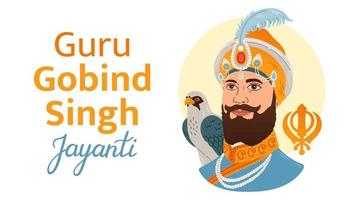 guru gobind singh jayanti. festival sikh e celebração em punjab. ilustração vetorial vetor