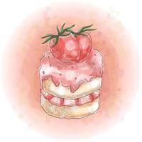 gráficos realistas de bolo com sabor de morango em aquarela 07 vetor
