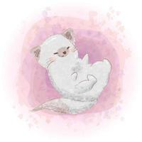 ilustração de gato siamês fofo em aquarela 08 vetor