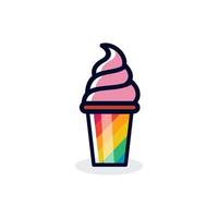 ícone do logotipo da colher de sorvete no estilo de linha de desenho animado da moda vetor