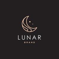 lua crescente elegante e vetor de ícone de linha de design de logotipo de estrela em contorno de estilo de luxo linear