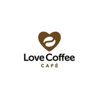 ícone de grão de café com ilustração de design de logotipo de símbolo de coração para amante de café, café bar ou restaurante vetor