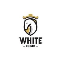 escudo de cavalo branco reino segurança e logotipo do esporte ilustração do ícone vetorial, design de distintivo de garanhão branco vetor