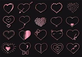 ícones de corações gradiente rosa vetor