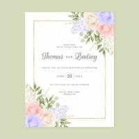 fundo de convite de casamento de rosas pastel vetor