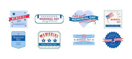 conjunto de distintivo do dia do memorial americano vetor