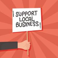 apoiar campanha de negócios locais com banner de levantamento de mão vetor