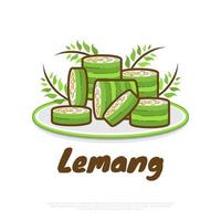 ilustração de lemang ou arroz glutinoso envolto em varas de bambu. ilustração vetorial de comida asiática vetor