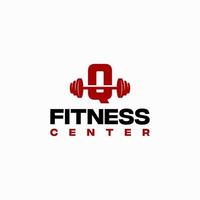 q vetor de modelo inicial do logotipo do centro de fitness, logotipo do ginásio de fitness