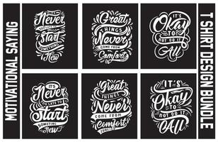 pacote de design de camiseta com letras, conjunto de design de camiseta motivacional, pacote de design de camiseta de tipografia vetor