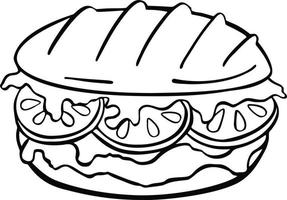 sanduíche delicioso fast-food isolado ícone plano, ilustração vetorial. ilustração vetorial vetor
