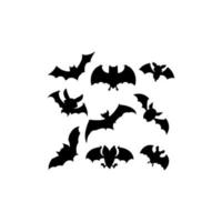 conjunto de coleção de morcegos voadores design de silhueta vetor