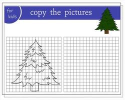 copie a imagem, jogos educativos para crianças, árvore de natal dos desenhos animados. vetor