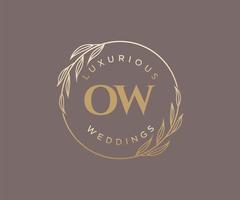 ow letras iniciais modelo de logotipos de monograma de casamento, modelos minimalistas e florais modernos desenhados à mão para cartões de convite, salve a data, identidade elegante. vetor