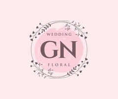 gn letras iniciais modelo de logotipos de monograma de casamento, modelos modernos minimalistas e florais desenhados à mão para cartões de convite, salve a data, identidade elegante. vetor