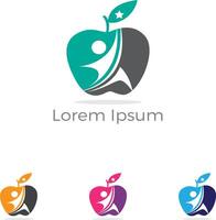 homem e logotipo da apple. conceito de dieta e perda de peso. maçã de criança feliz. vetor