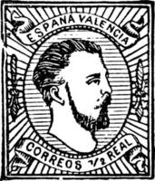selo meio real da Espanha, 1874, ilustração vintage vetor