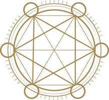 círculo mágico, símbolo de geometria mística. alquimia linear, signo oculto, filosófico. vetor
