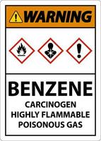 aviso de sinal de benzeno ghs no fundo branco vetor