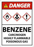 perigo ghs sinal de benzeno no fundo branco vetor